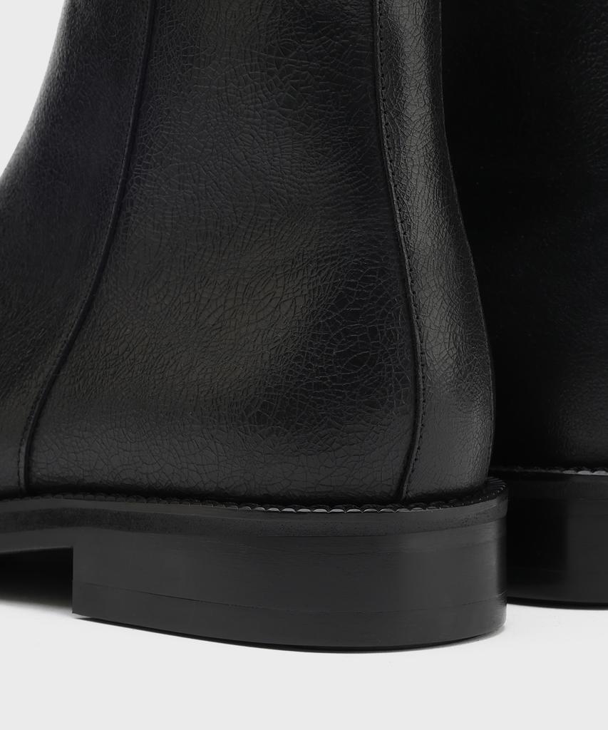 Firenze Atelier [Vibram] Minimal Semi-Square Zip-Up Boots 7430-Z [Crack Black]