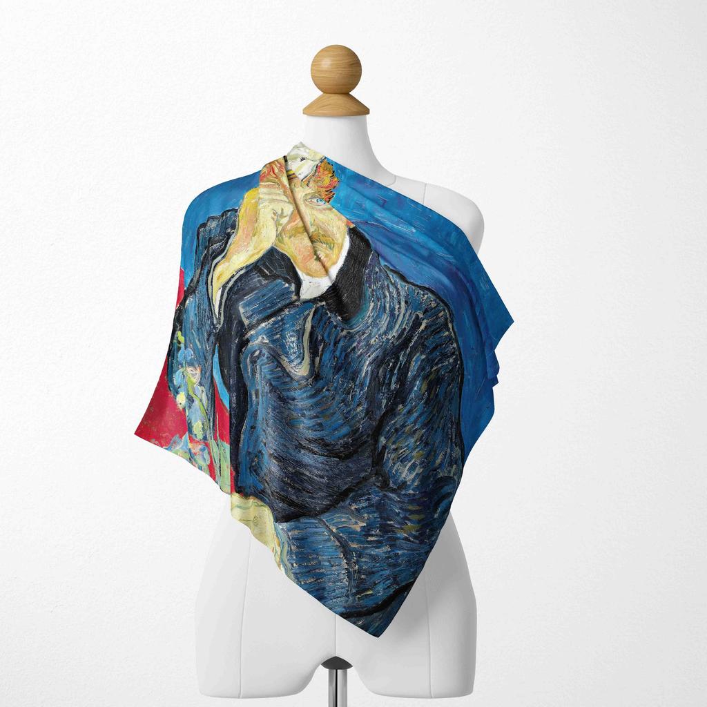 70CM*70CM Van Gogh Oil Painting Fashion Scarves for Women Print Silk Satin Hijab Scarf Female Luxury Brand Square Shawl Scarfs