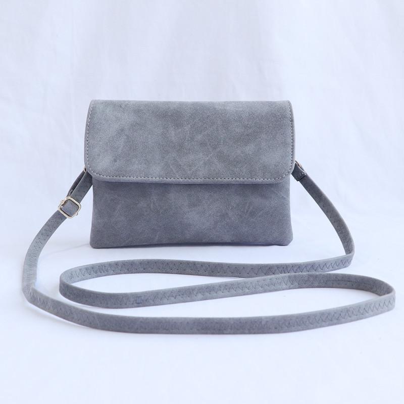 IELGY Ladies Diagonal Bag Frosted Leather Solid Color Mobile Phone Bag