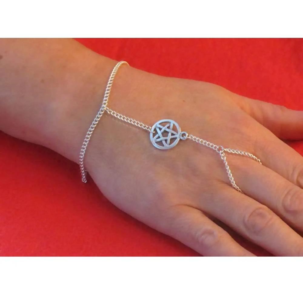 Pulsera de Luna Triple Diosa Luna Creciente Wicca Bruja Pentáculo Amuleto Joyería para Mujeres