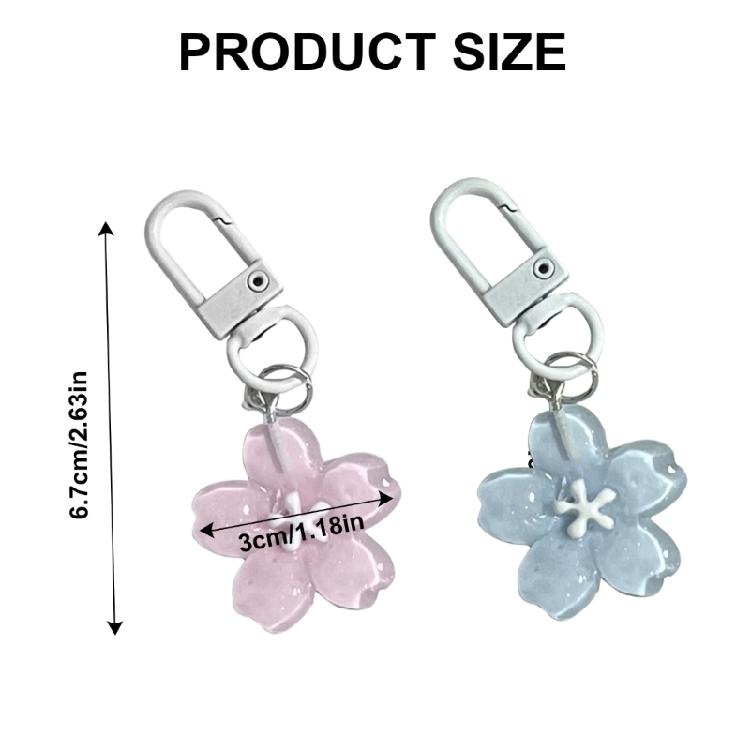 10pcs Colorful Sakuras Jelly Pendant Keyring Cherry Blossoms Pendant Keychain Resin Flower Handbag and Bag Decoration