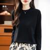 Women's Round Neck Sweater Qinghe Cashmere 30% Cashmere 70% Wool Autumn and Winter Fashion Warm Versatile