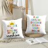 English Education Cushion Cover Soft Plush Throw Pillow Cover | Double-Sided Decorative Cushion Case | Sofa Bedroom Home Decor