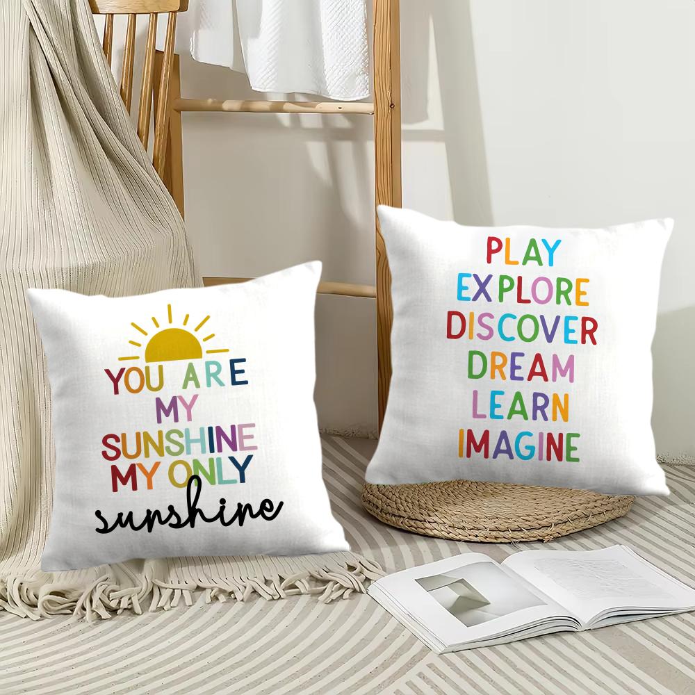 English Education Cushion Cover Soft Plush Throw Pillow Cover | Double-Sided Decorative Cushion Case | Sofa Bedroom Home Decor