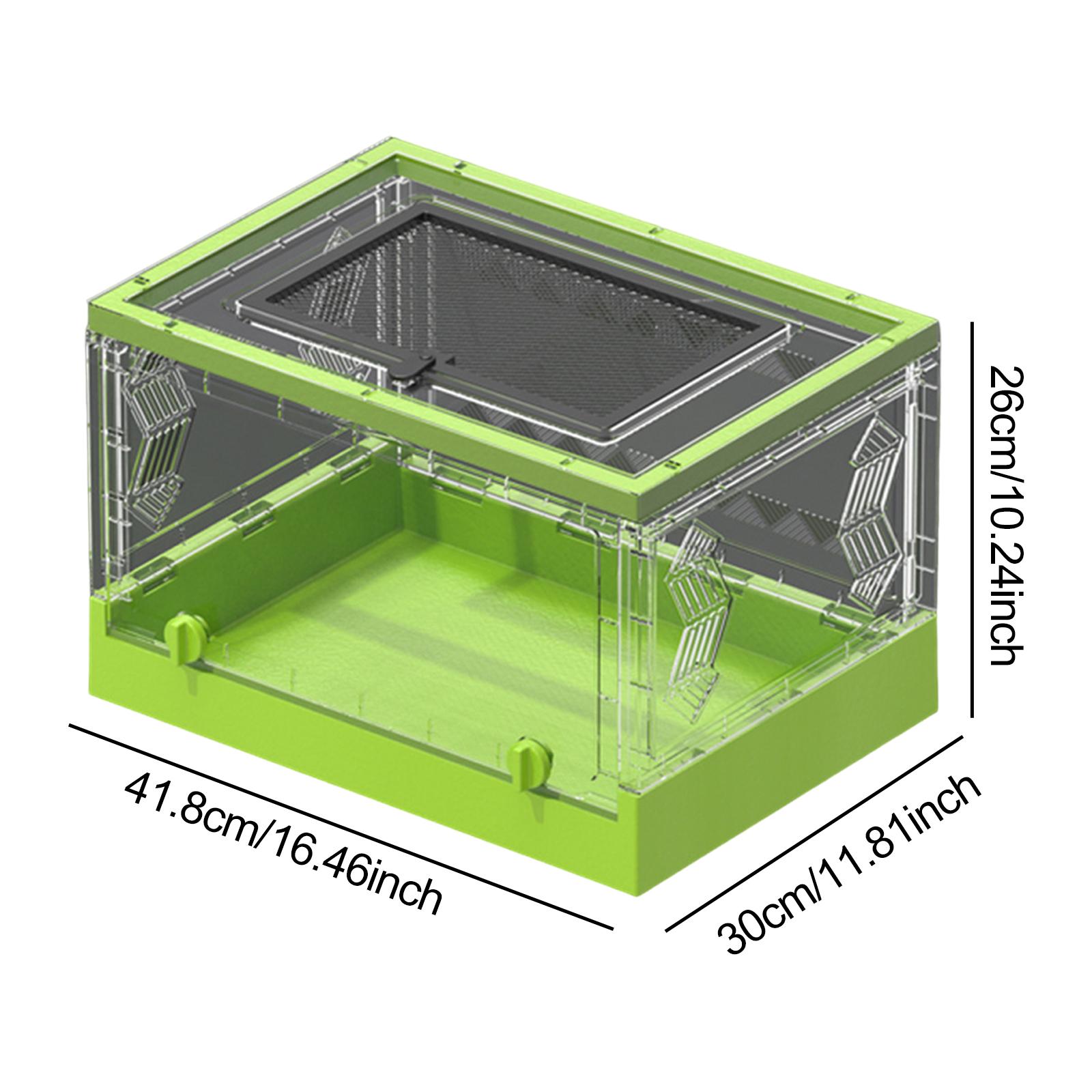 Transparent Foldable Reptile Pet Breeding Box Pet Feeding Box for Lizard Silkworm Scorpion Beetle Small Reptiles Box зелёный