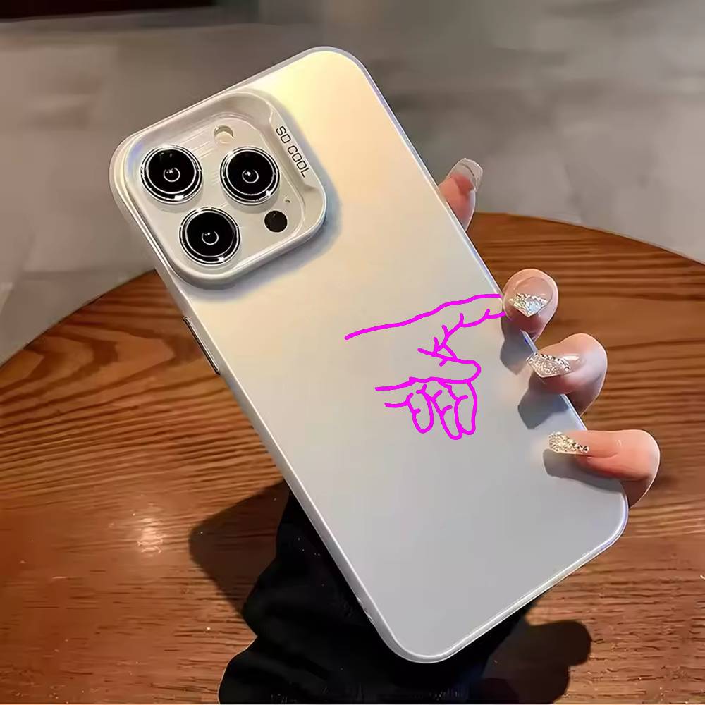 Hand in hand Loving couple Phone Case For iPhone 17 16 15 14 13 12 11 Pro Max Plus Silver candy Matte Cover