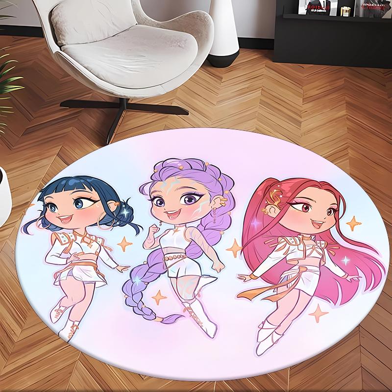 Huntrix (95) Round Office Rug Decorative Floor Rug for Office Bedroom Living Room and Home Space