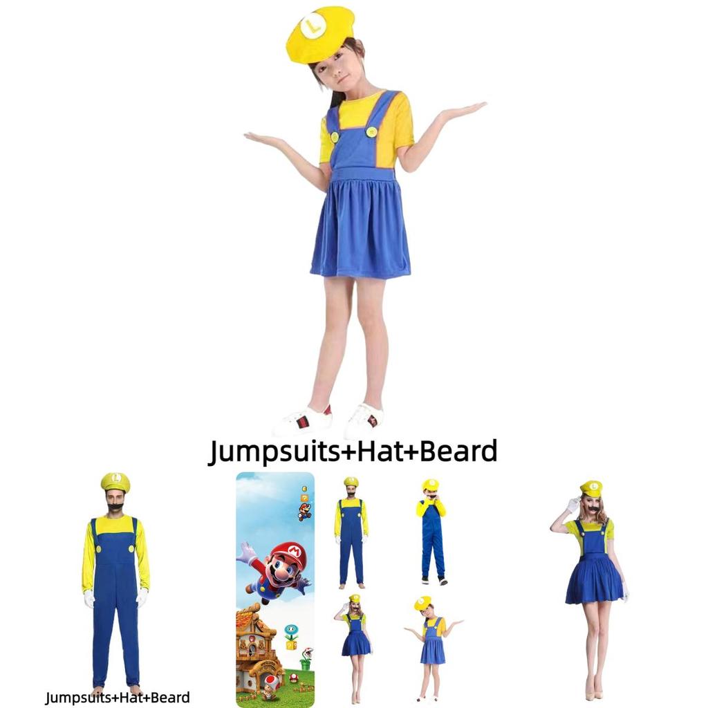 Halloween Cosplay Costume For Kids And Adults Super Mario Outfit In Various Colors
