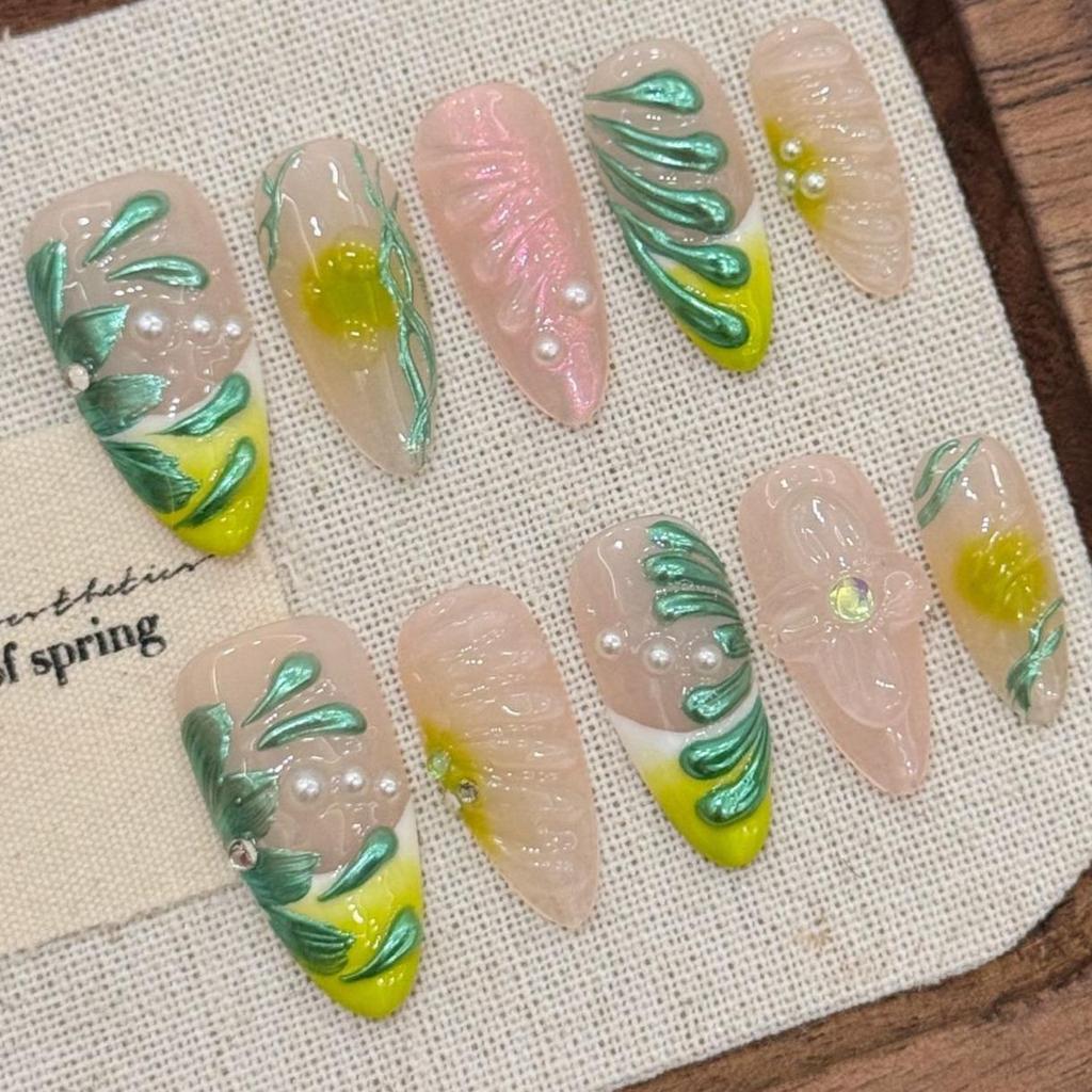 10pcs Hand Painted Gel Press Nails Beautiful Luxury Customized Design Handmade Press On Nails