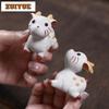 Yixing Zisha Plum Blossom Deer Tea Pet Antique Fish Tank Landscaping Tea Figurine Play Toys Tea Statue Ornaments Supplies Craft