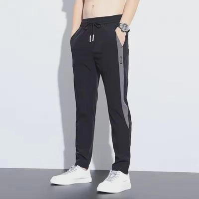 Men's Summer Ice Silk Sports Pants - Korean Style, Trendy, Slim Fit, Straight, Large Size