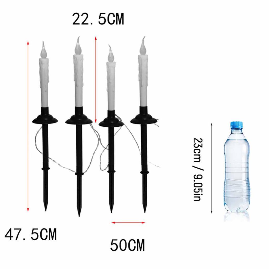 Solar LED Kerzenlampe mit Batteriefach – Langstiel Erdspießleuchte für Außenhof- und Heimdekoration