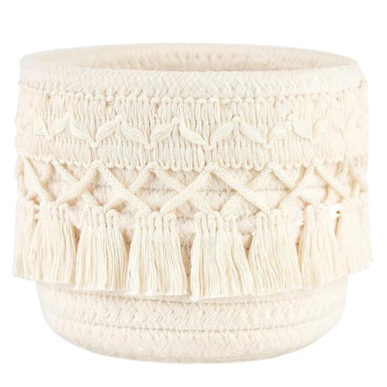 

Storage Box Large Capacity Thickened Storage Organizer Multipurpose Tassel Decor Container for Home Bedroom Living Room S белый