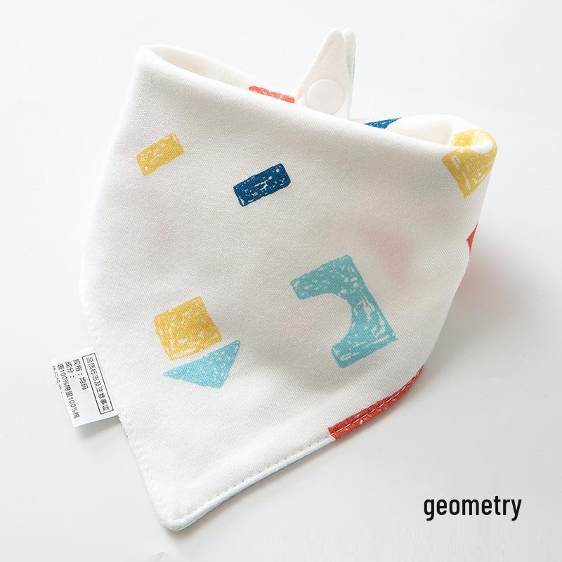 Pure Cotton Baby Drool Bib: Double-Layer Triangle Scarf with Snap Closure, Anti-Spit Up for Newborns