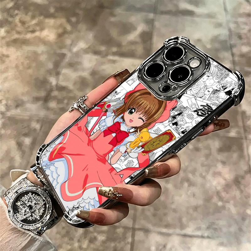 CardCaptor Sakura Anime Soft Phone Case For iPhone 15 16 17 Air 14 Pro Max 16E Plus 13 12 Mini Plating Anti-Fall Fundas