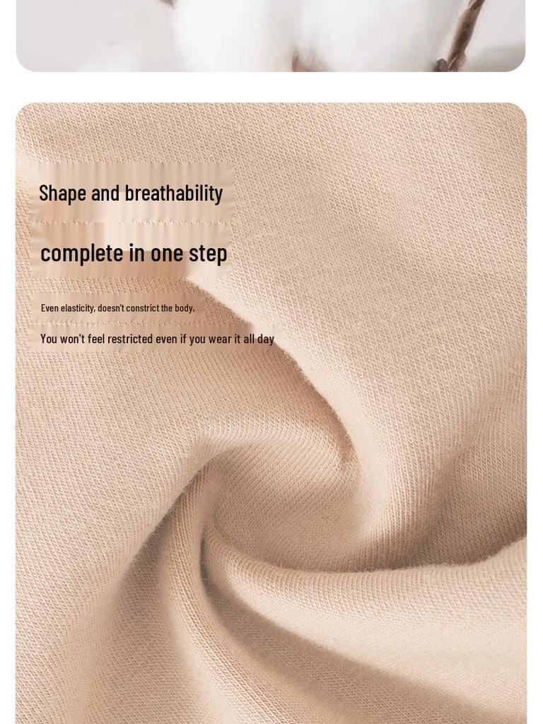 Mid-Waist Tummy-Control Shapewear: Hip-Lifting, Body-Sculpting, Pure Cotton Pants for Women