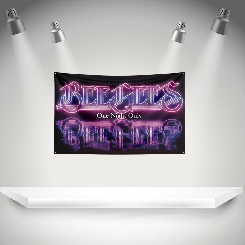 B-bee gees Flag Rock Music Band Banner HD Printing Tapestry Exhibition, Music Band Fans, Garage Decor