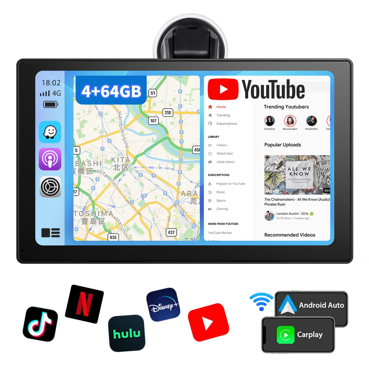 

Kuayvan Дисплей Портативна Навігація Автомобільна Сумісна з CarPlay та Android Підтримка та Інша Онлайн Сумісність з SD Дзеркалювання Bluetooth Автомобіль