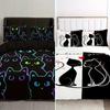 Cute Black Duvet Cover Set Color Cat Print Bedding Set Soft Comfortable Breathable Duvet Cover For Bedroom Decor
