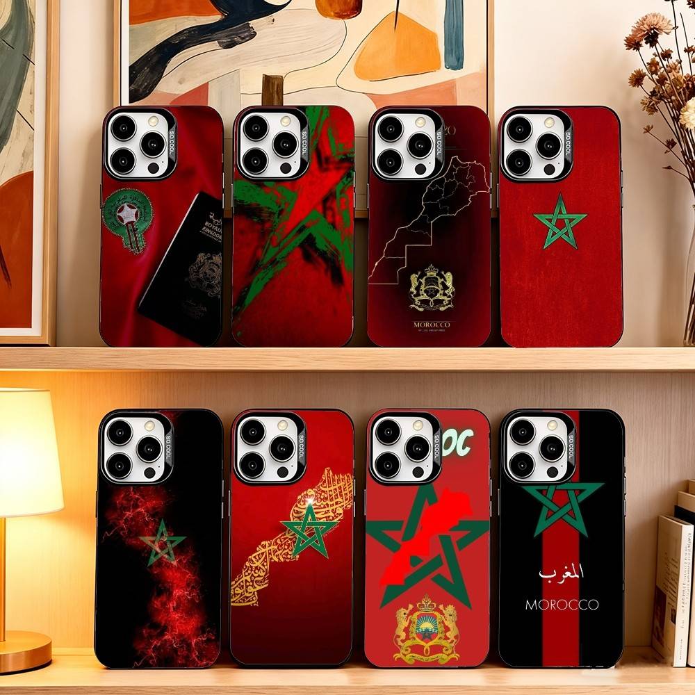 Morocco-O F-Flag Phone Case For iPhone 17,16,15,14,13,12,11 Plus,Pro Max,XS,Colorful Silver Phone Case Funda Cover