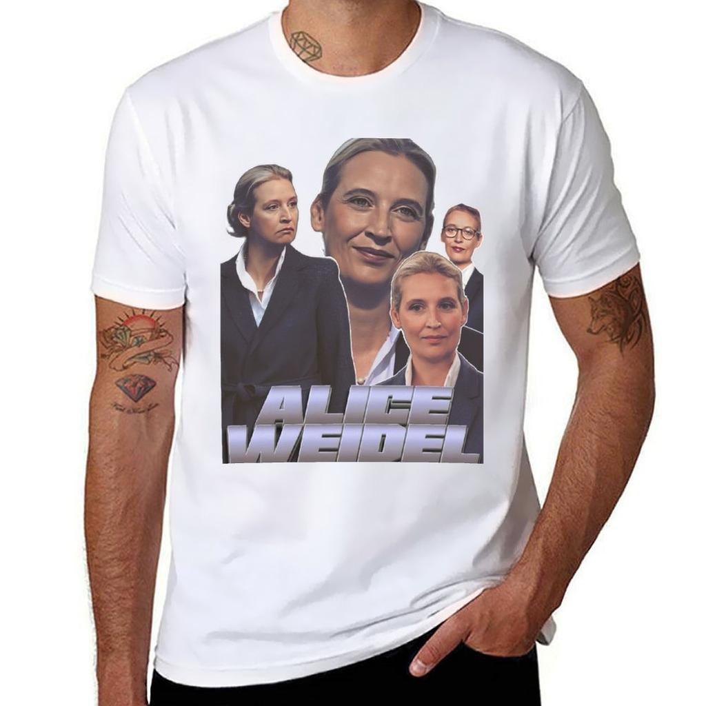 Alice Weidel Vintage Tshirt T Shirts For Man Cotton Tshirt