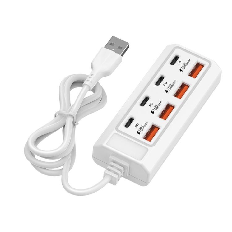 

25 Вт 8-портовое USB-зарядное устройство Быстрая зарядка Телефона Удлинитель Розетки Адаптер 4 Type C + 4 USB-порта для Телефона Настенное Зарядное Устройство 1