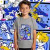 Digimon Ishida Yamato X Gabumon Anime Print Boys Girls Cotton T Shirt Casual Short Sleeve Top Kids Summer Clothes