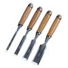 Set of 4 Woodworking Flat Chrome Vanadium for Wood Flat Excellent Professional Carpentry Chisel Chisels, Steel, Carving, Carving, Sharpness, Grade,