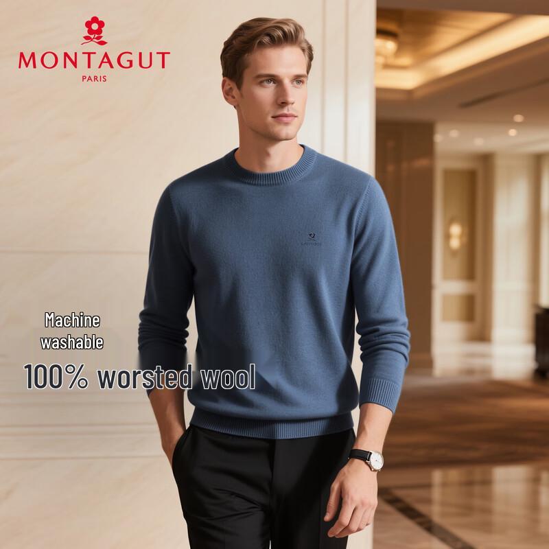 MONTAGUT Men's Round Neck Wool Sweater