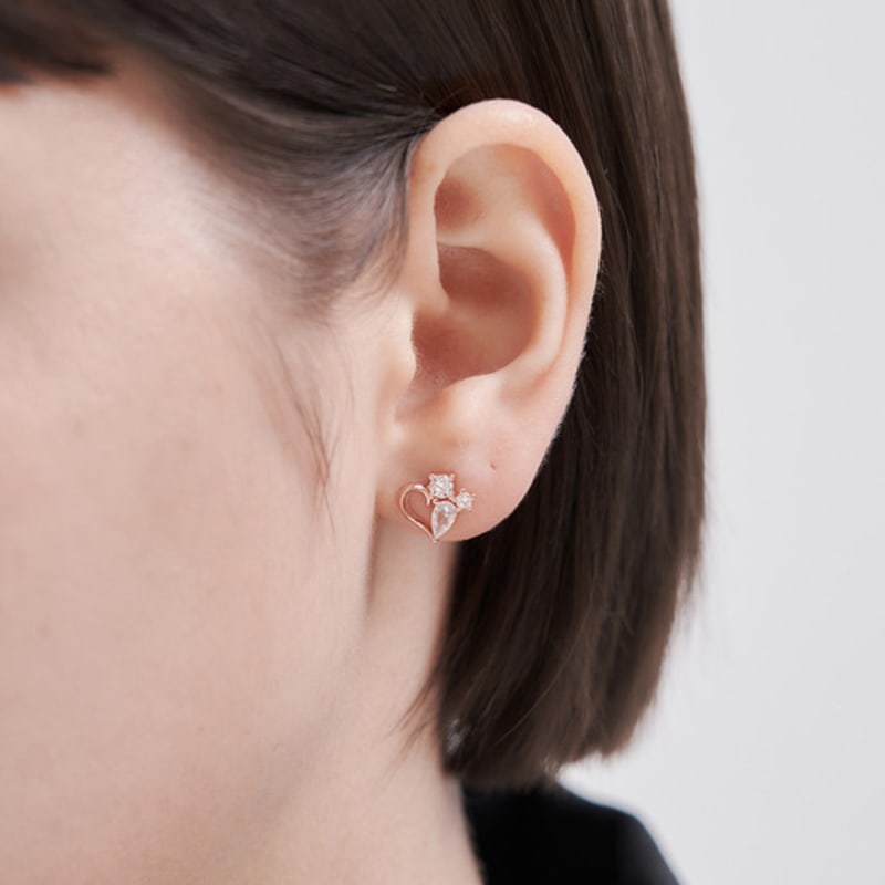 CRANNE 14K GF Heart Cubic Stone Earrings C24EGF214