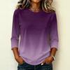 Womens Casual Raglan Sleeve Crew Neck Three Quarter Sleeve Gradient Print Pullover T Shirt Top for Everyday Wear