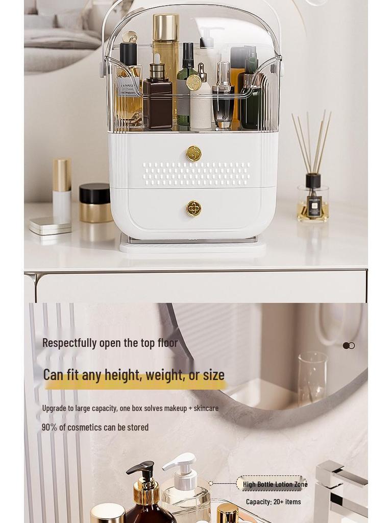 Custom Luxury Transparent Skincare Organizer Box – Large Capacity, Dustproof Design