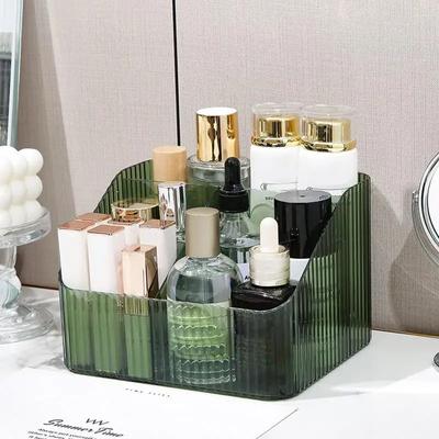 Caja de almacenamiento de plástico para maquillaje, organizador de cosméticos, estuche de almacenamiento de joyas y maquillaje, organizador de contenedores de mesa para artículos diversos