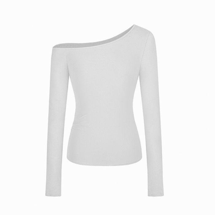 High-Quality Retro French Off-Shoulder Long Sleeve Women's T-Shirt