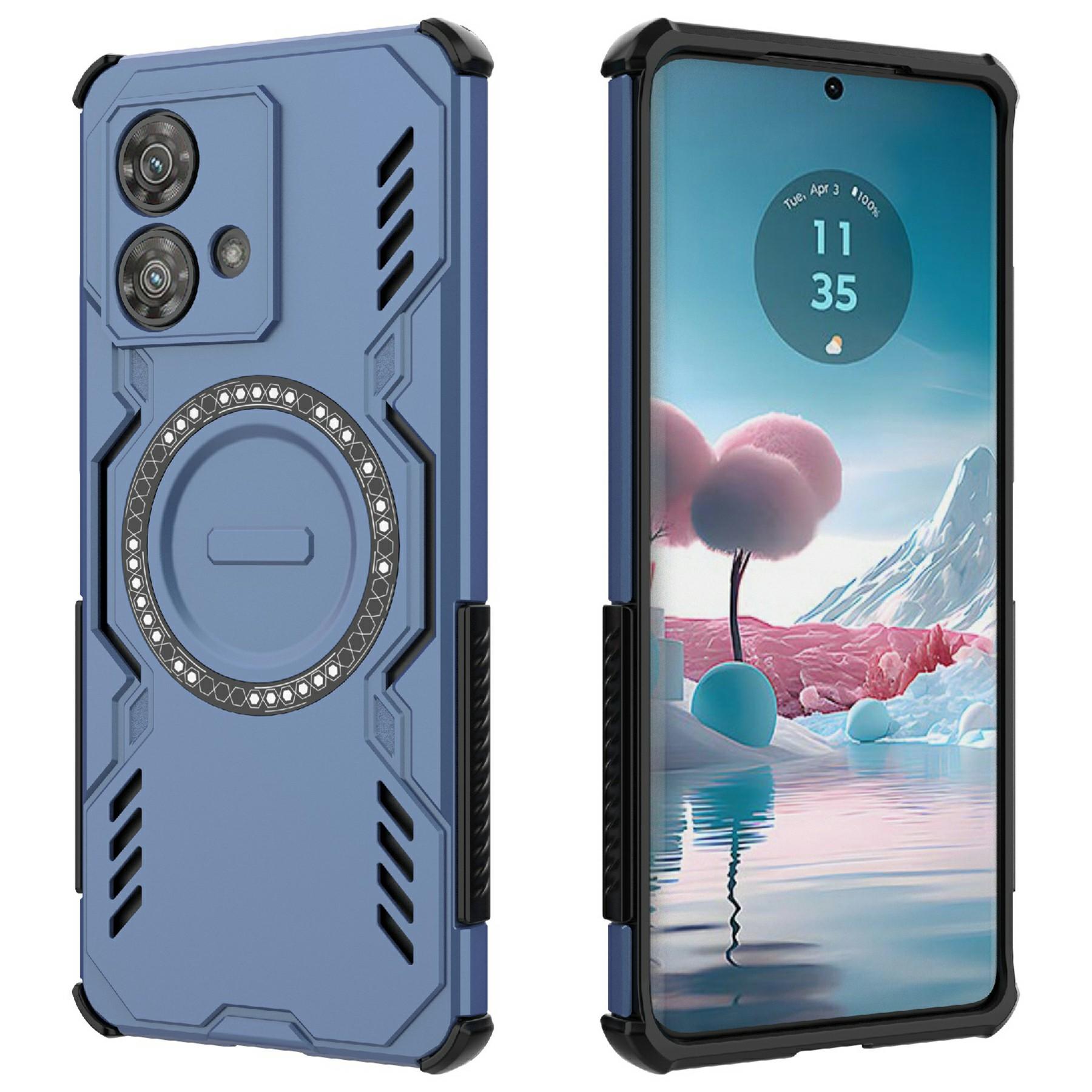 

For Motorola Edge 40 Neo 5G Magnetic Case Butterfly Armor Hollow Heat Dissipation PC + TPU Phone Cover D