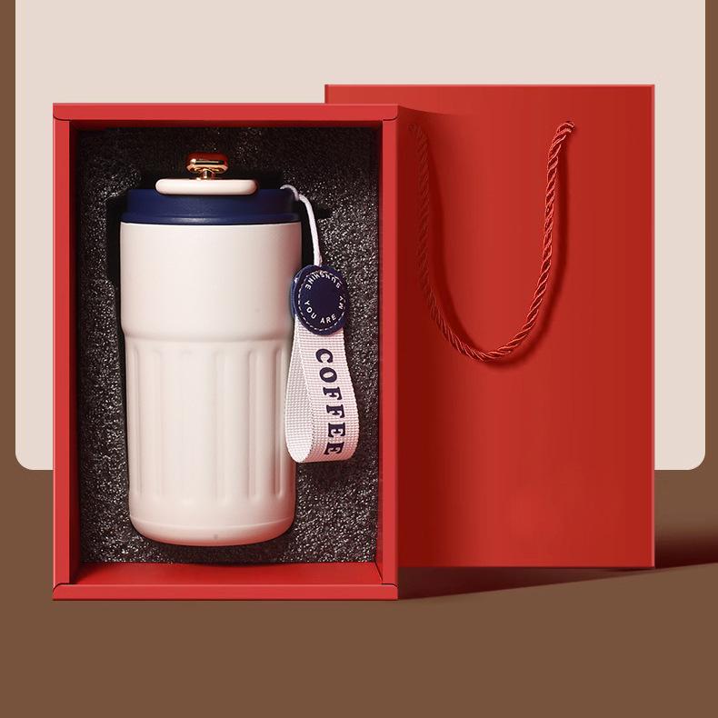 Temperature-Sensitive Coffee Thermos with Lanyard & Drink Switch