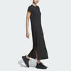 adidas Cool Feeling Logo Short Sleeve Dress, Quick-Dry Ribbed Crew Neck, Casual Sport Women Black JD5278