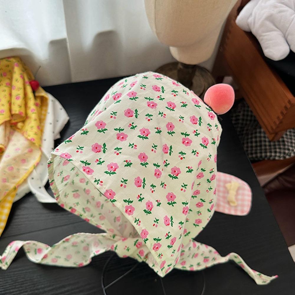 Sweet Floral Hair Scarf Y2K Pullover Cap Korean Lop Ear Rabbit Hat  Clothing Accessories