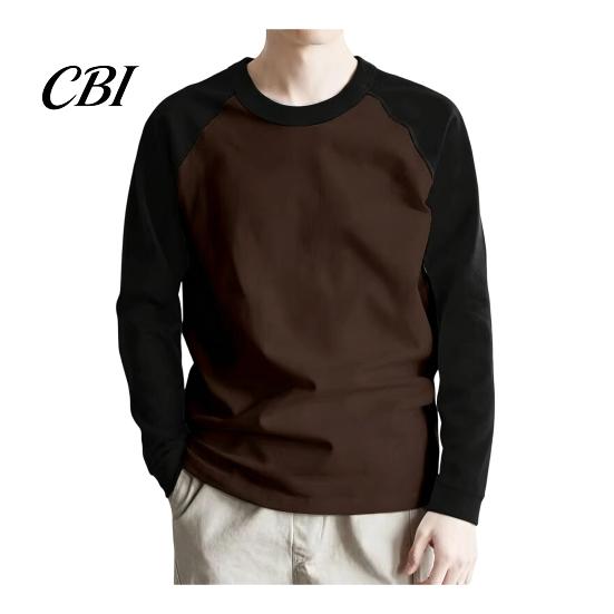 Men Raglan Block Shirt Shirt, Long Sleeve Crew Neck T-shirt, Warm Layering Tees for Casual Pullover Base Layer Autumn Winter Regular Fit