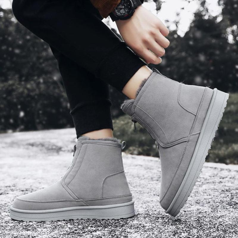 Round Toe Snow Boots Winter Men Thick Soled Shoes Short Plush Warm Comfortable Men's Boots Outdoor Casual Shoes Man Cotton Boot