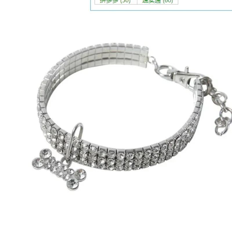 Hondenhalsband Strass Sieraden Chihuahua Kristallen Sieraden Verstelbaar Gegraveerde Tekst Hondenhalsband