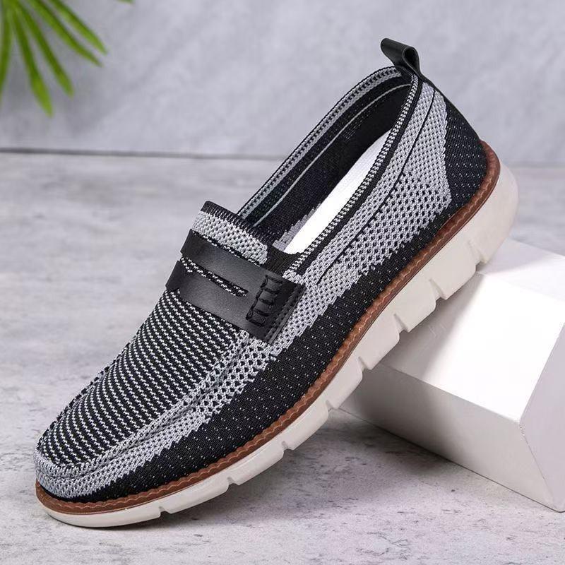 Men's shoes fly-woven mesh breathable one-pedal casual shoes soft sole lightweight large size British shoes men
