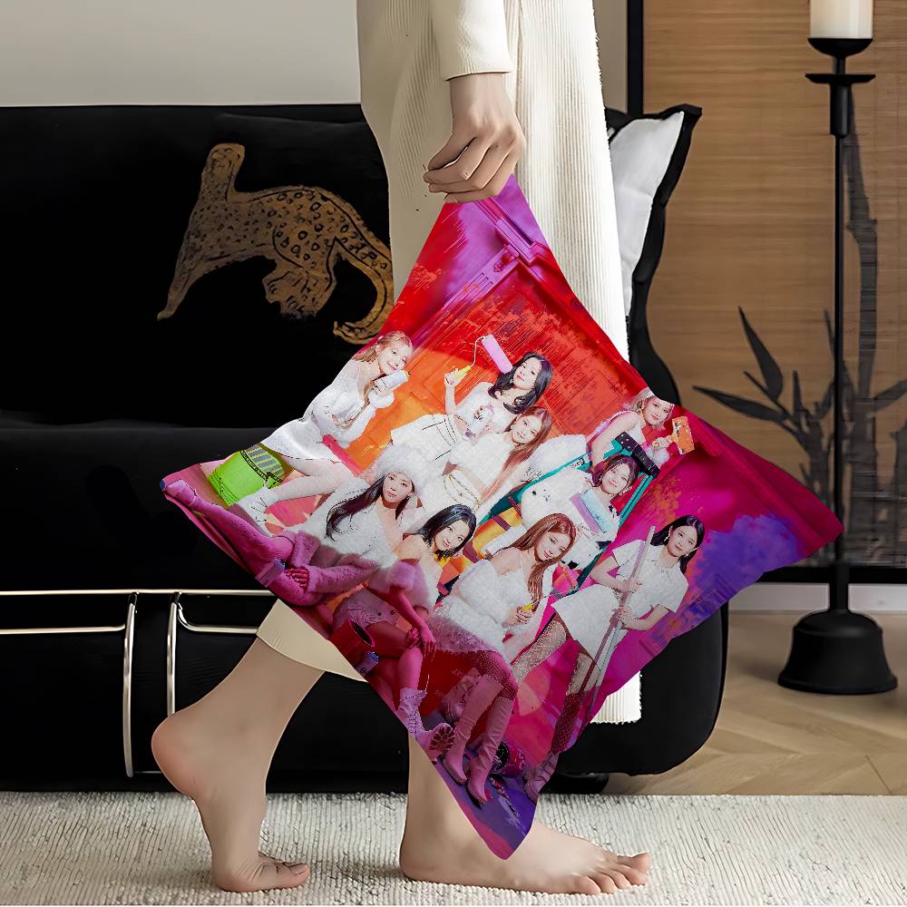 Fromis_9 Kpop Girl Group Cushion Cover Car Throw Pillow Case For Sofa Car Christmas Gift 40x40cm 45x45cm