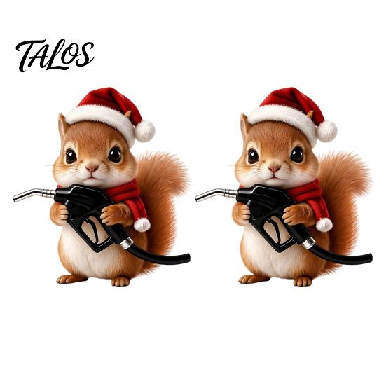 Cartoon Auto Body Decal 2Pcs Christmas Animal Fuel Tank Cover Sticker, Festive Car Cap Decal, Easy Apply Sticker Bear Dog Cat Rabbit Hedgehog Squirrel