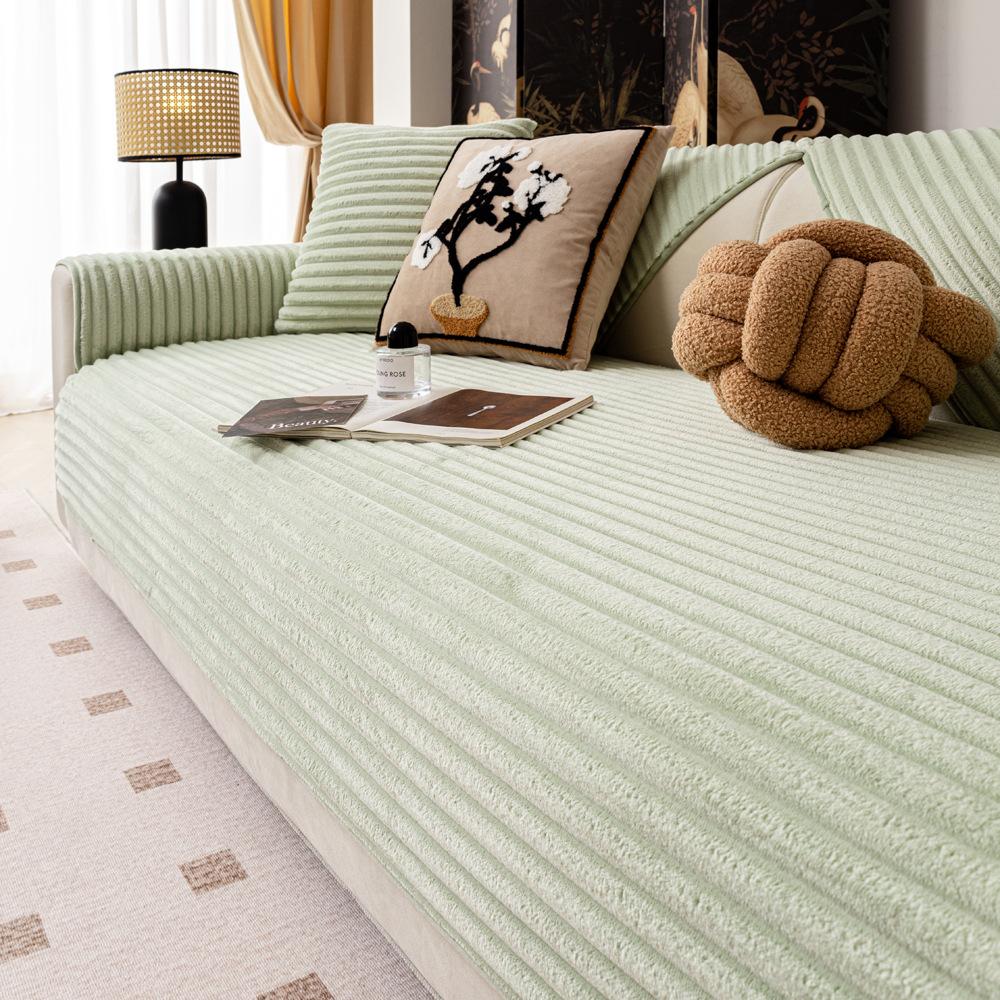 

Flannel Autumn And Winter Plush Sofa Cushion New Non-Slip Straight Row Advanced Thermal Leather Sofa Seat Cushion Cover Cloth 70*70cm зелёный