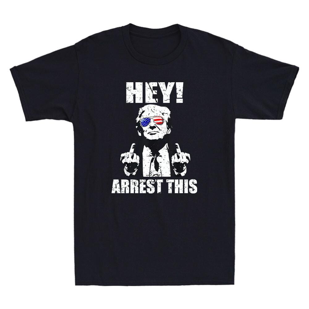 Hey! Arrest This Funny Man Middle Finger Meme Humor Quote Vintage Men T-shirt XXXL