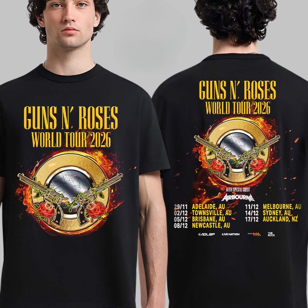 2026 Guns N Roses Cotton Band Shirt Unisex Summer Short Sleeve Fashion Brand Tee Luxury Casual Vintage