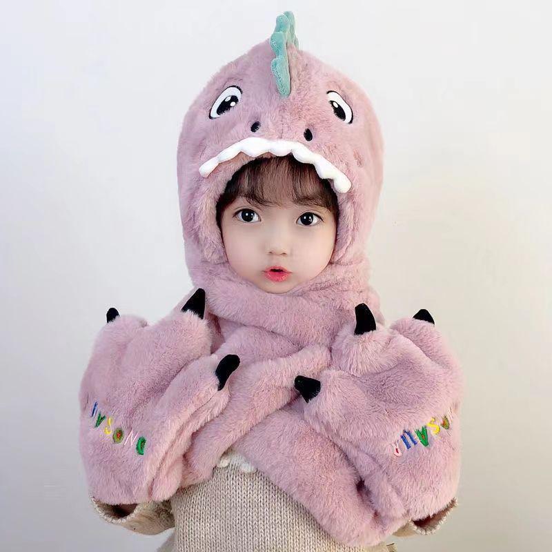 Children s Dinosaur Winter Set: Hat, Scarf, and Gloves – Cute and Warm Cold Protection for Boys and Girls