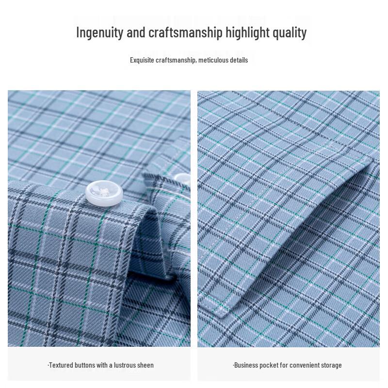 Romons Men's All-Cotton Plaid Long-Sleeve Shirt