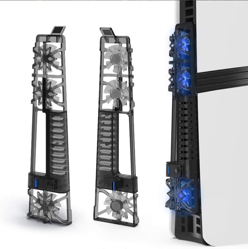 PS5 Cooling Playstation Multifunctional Cooling 3 Levels of Wind Speed LED USB Memory External Cooling Easy to Rapid Heat High Performance Cooling Fan